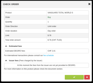 Place Order for VT ETF on DEGIRO