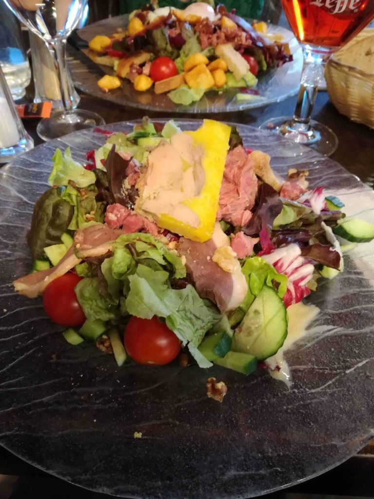 Nice French salad with foie gras