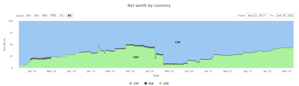 Net worth by currency in budgetwarrior