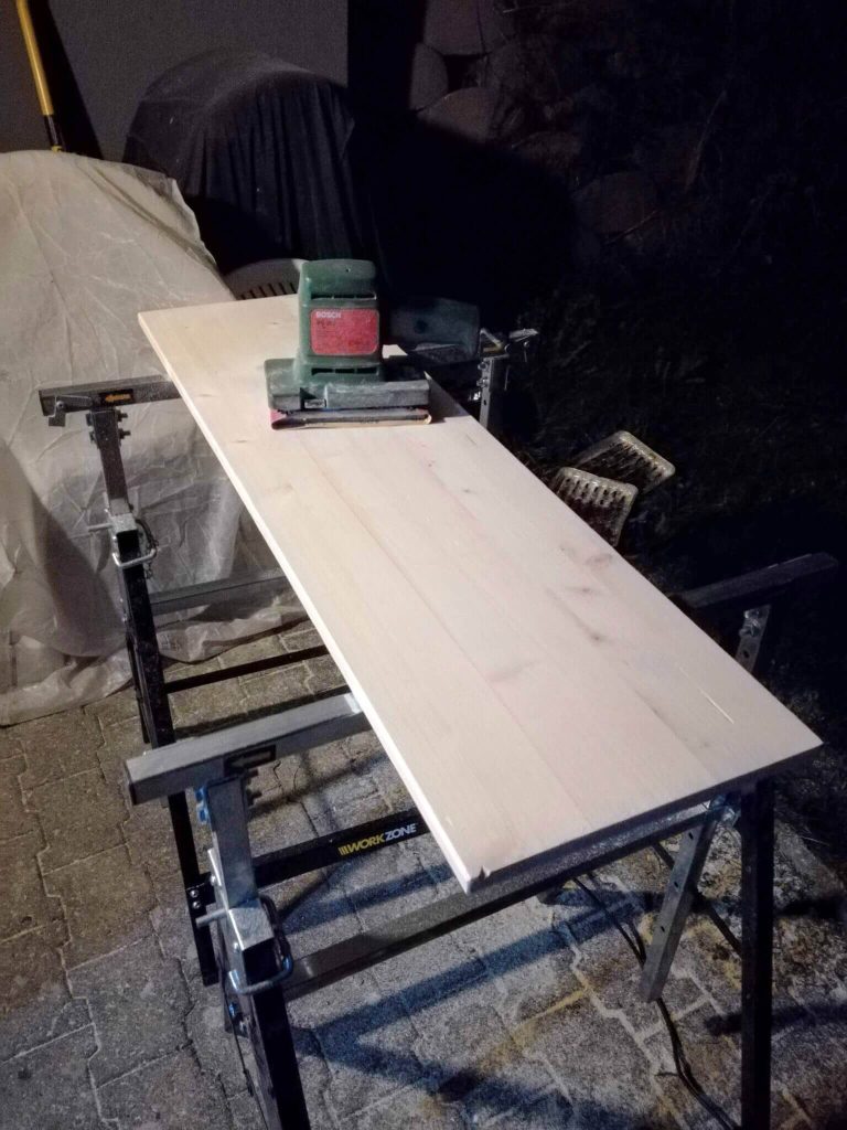 My DIY sanding station, at night