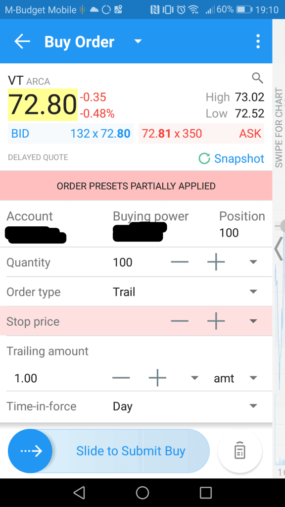 Trailing Stop Order on Interactive Brokers