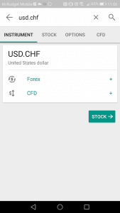 Recherche de USD.CHF sur IBKR Mobile