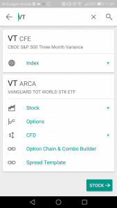 Search for VT on IBKR Mobile