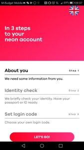 The 3 steps of Neon account creation