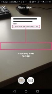 Scannen einer IBAN in der Neon-Anwendung
