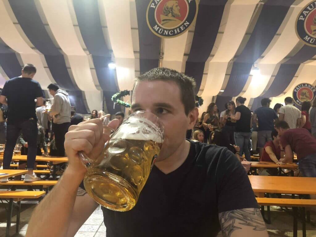 Drinking beer at Barcelona's Oktoberfest