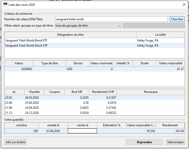 Obtenez des informations Vanguard Total World (VT) pour votre formulaire DA-1