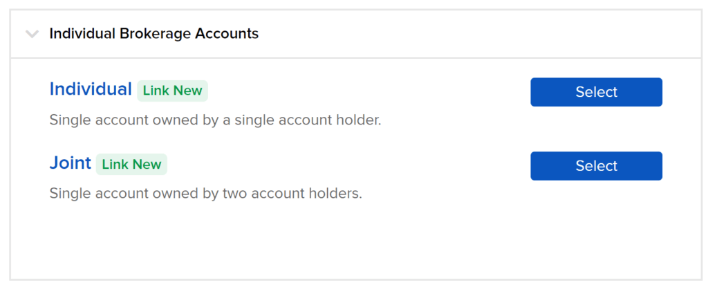 Choose the account type