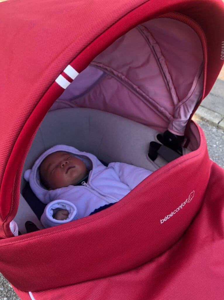 Our newborn sleeps just as well in a second-hand stroller