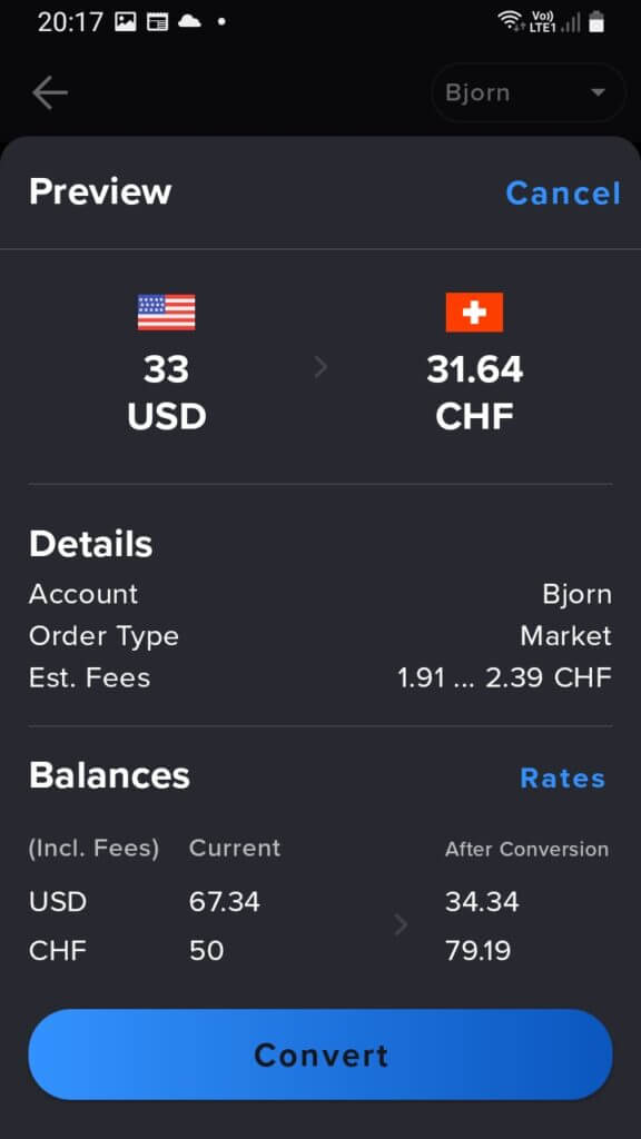 Preview currency conversion on IBKR Global Trader