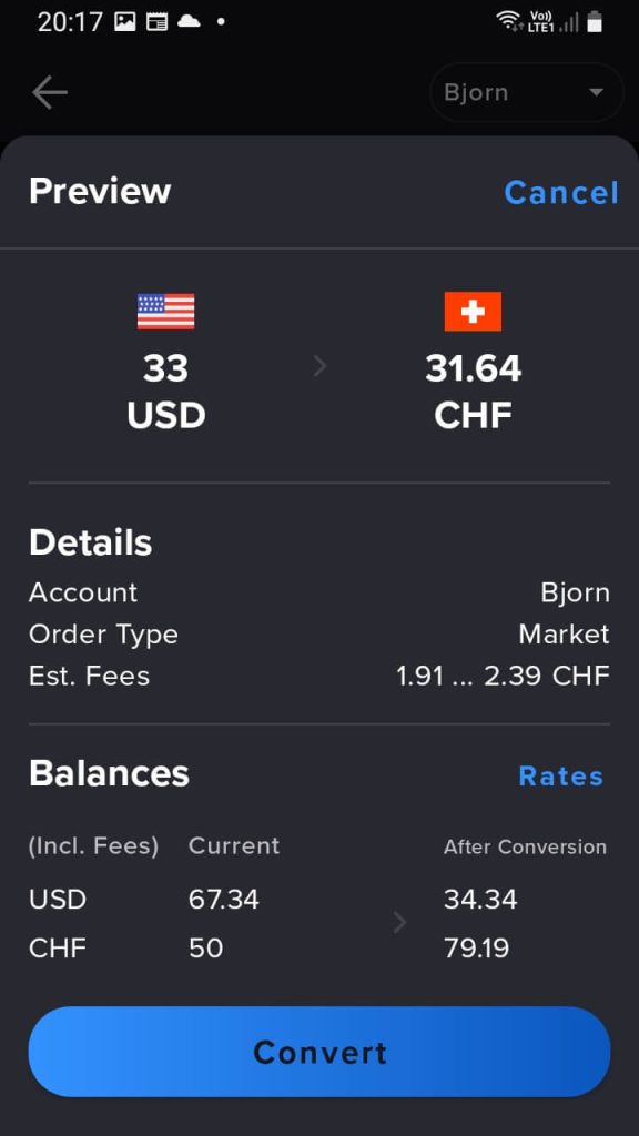 Preview currency conversion on IBKR Global Trader