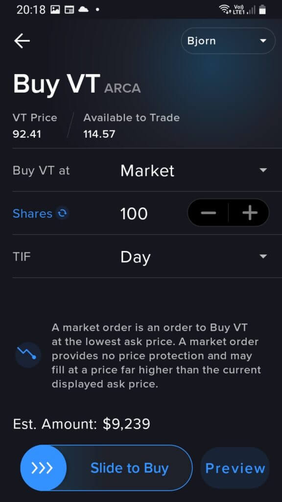 Buy VT ETF on IBKR Global Trader