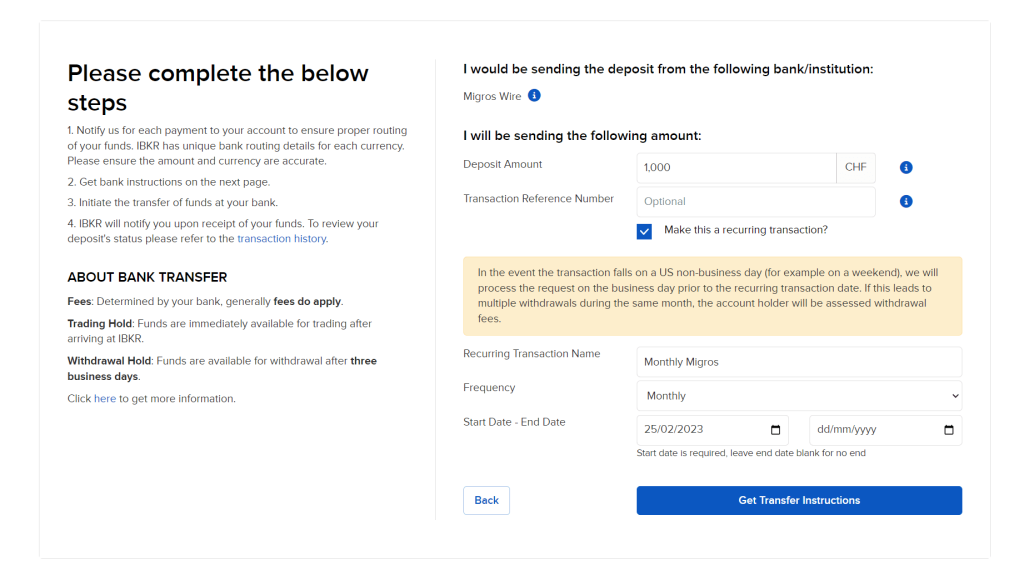 Automate your deposits on IB