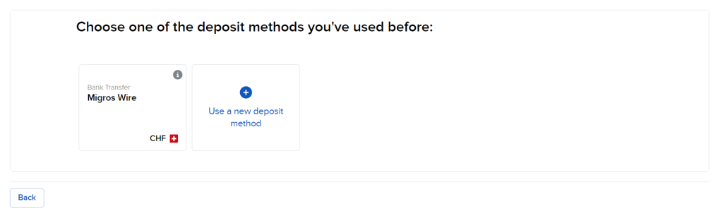 Choose a deposit method