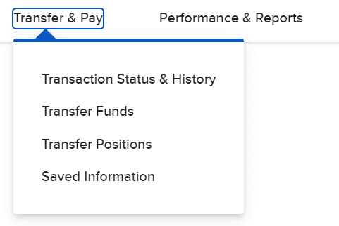 Accéder au transfert de fonds à partir du menu