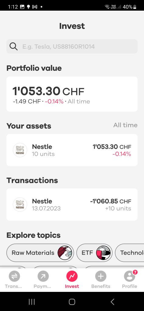 Mein Portfolio auf Neon Invest