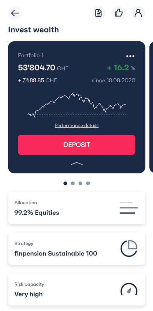 Finpension Invest in the app