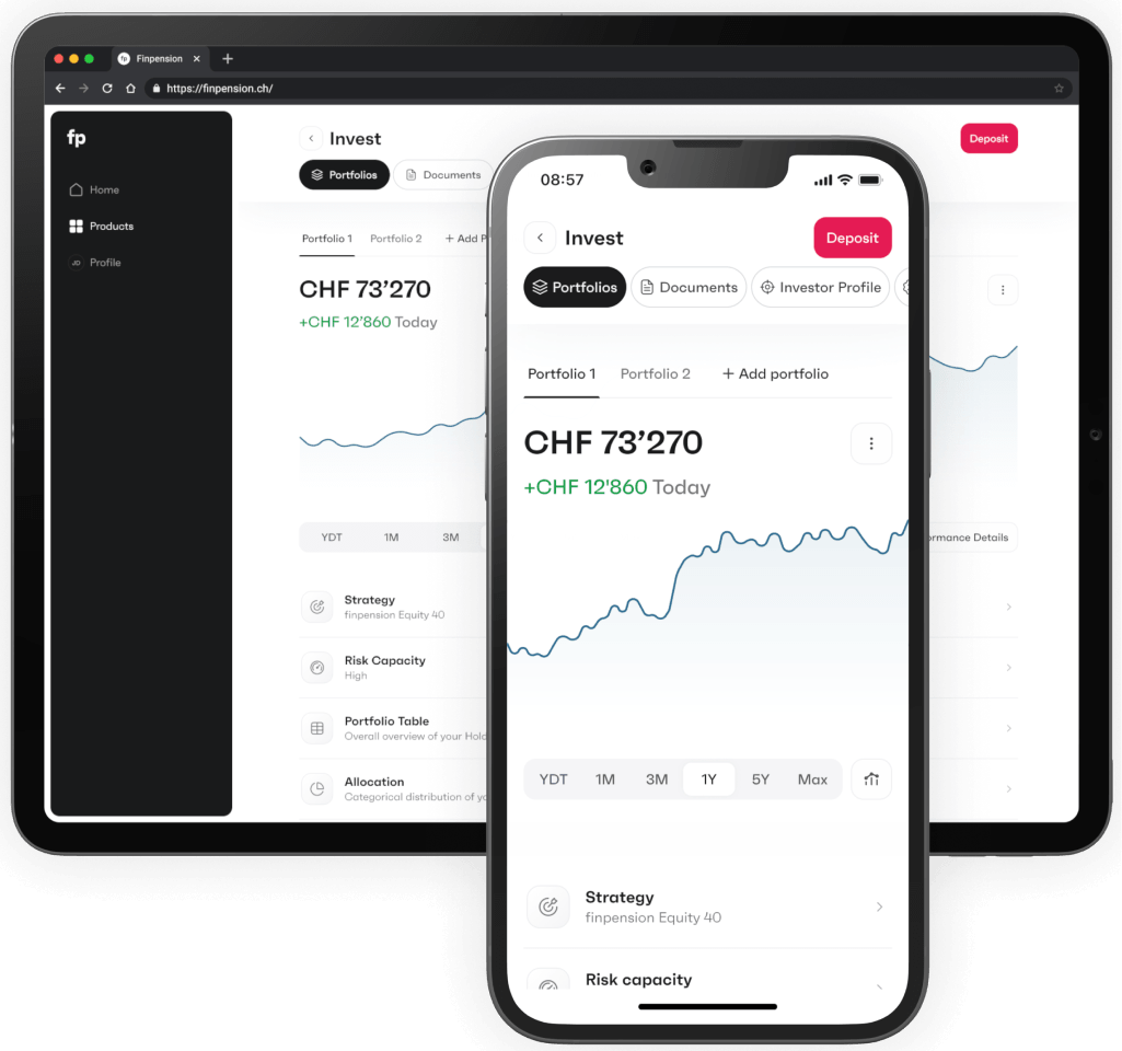 Finpension Invest is well supported on all devices