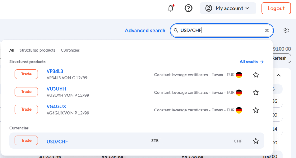 Rechercher USD/CHF sur Swissquote