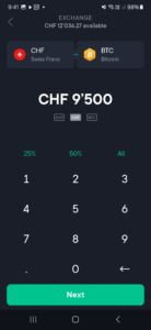 Échange de BTC contre CHF sur Swissborg