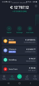 Mon portefeuille sur Swissborg
