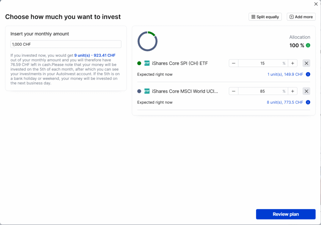 Configure your ETF savings plan
