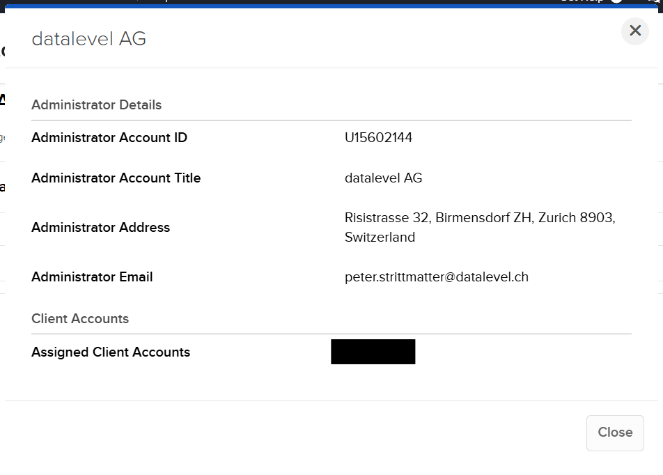 Details des datalevel AG Kontos
