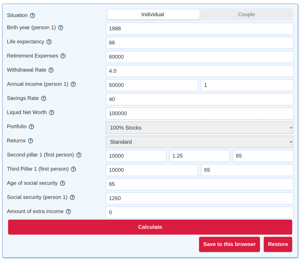 Financial independence planner